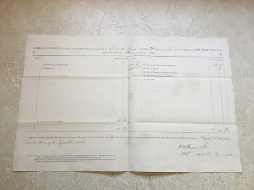 XXX RARE 102 AFRICAN AMERICAN SOLDIER A.C.S CIVIL WAR 1862 ARMY FUNDS RECEIPT