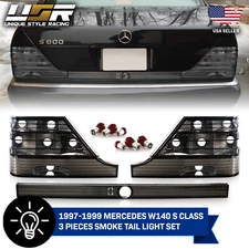 SMOKE 3 Pieces LH+RH+Center Rear Tail Light Set For 95-99 Mercedes W140 S Class