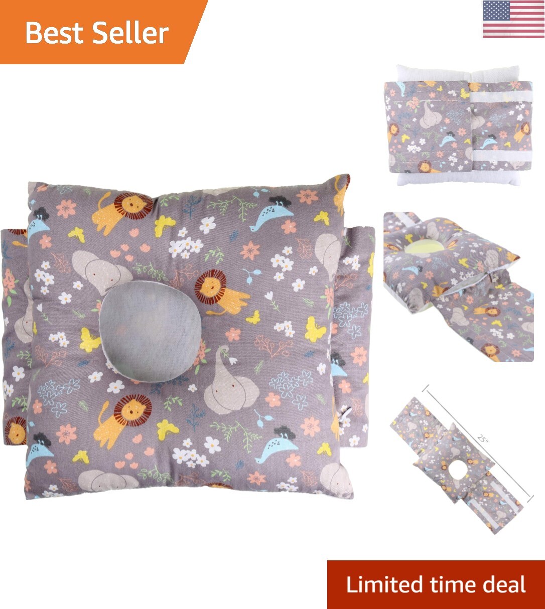 Adjustable G Tube Feeding Tube Tummy Time Pillow Belt Pad with a Hole for Bab...