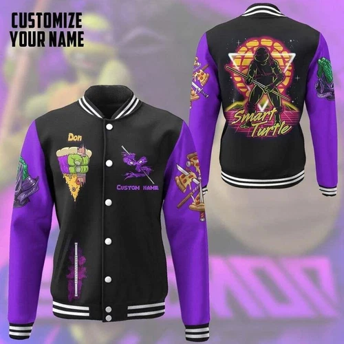 Purple Tmnt Donnie Custom Name Baseball Jacket