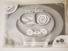 EZPZ Mini Happy Mat Placemat 8 oz, GRAY Does not Include Mini Spoon or Mini Fork
