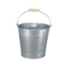 10L Galvanised Steel Bucket with Wooden Handle Heavy Duty Metal Pail