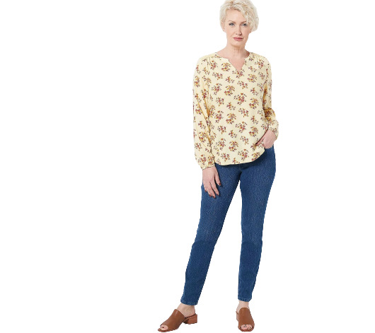 Denim & Co. Printed Woven Top with Crochet Trim C… - image 3