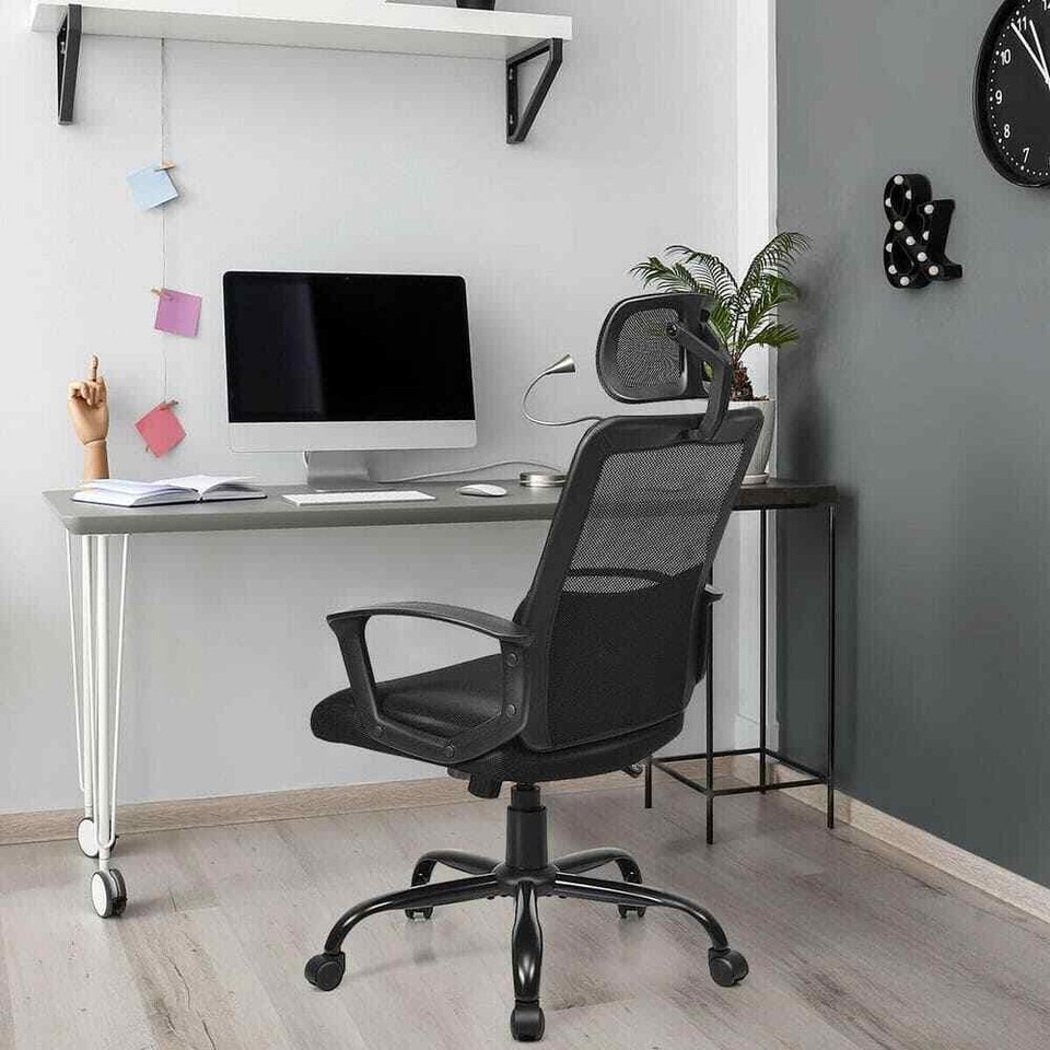 Mesh Adjustable Headrest Office Chair High Back 360° Swivel w/Support