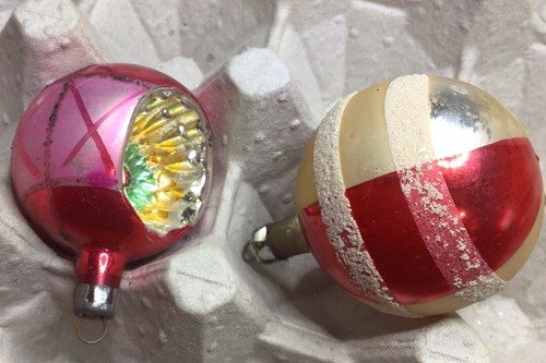 Juego de 4 adornos redondos de vidrio con sangría a rayas hechos en Polonia de colección - Imagen 20 de 20