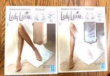 2 Pr Vintage LADY LEVINE Junior Miss Hose Mesh Nylons Smoke  Dream Sz M