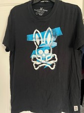 Psycho Bunny Mens EUC Size 5 Medium Pima Cotton Black Logo Graphic T-Shirt