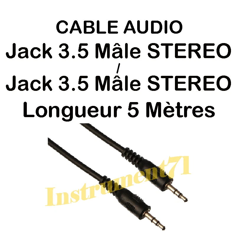 1 Câble Jack 3,5 Stéréo Mâle vers Jack 3.5 Mâle Stéréo Longueur 5 Métres - Photo 1/1