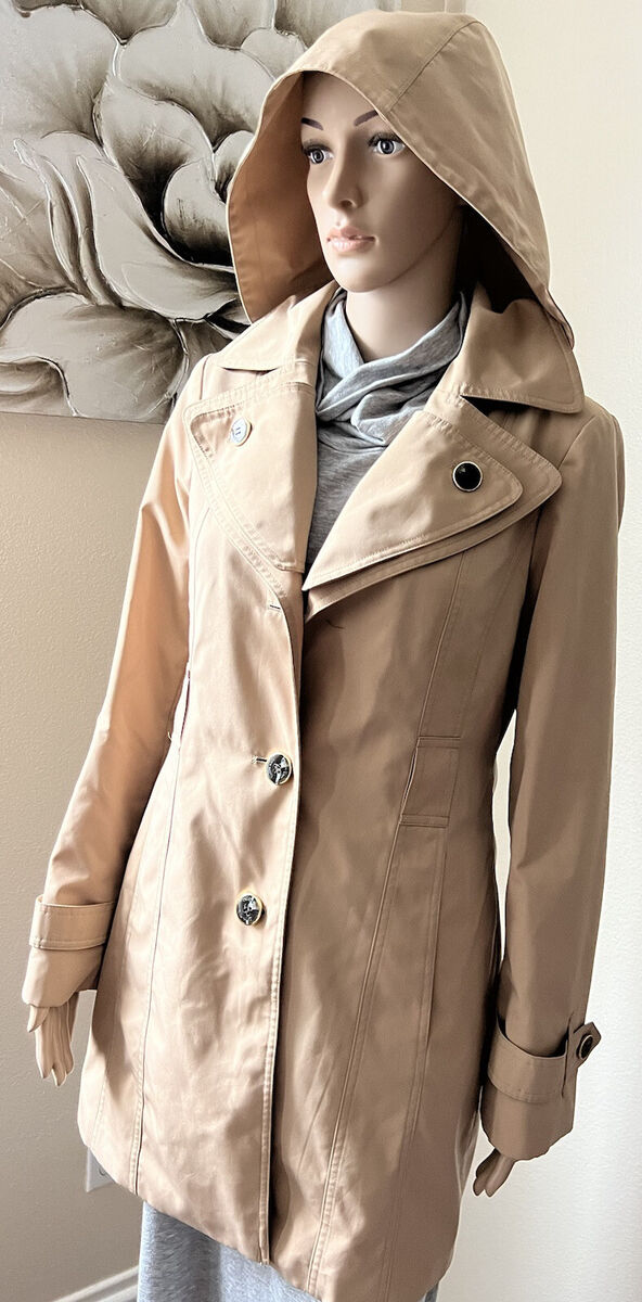 CALVIN KLEIN Women’s HOODED Long TRENCH COAT Jacket Long Sleeve size XS S CALVIN KLEIN Women’s HOODED Long TRENCH COAT Jacket Long Sleeve size XS S