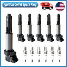6PCS Ignition Coil +6PCS Spark Plug Set for BMW 330Ci 325i 525i 745i X3 X5 UF522