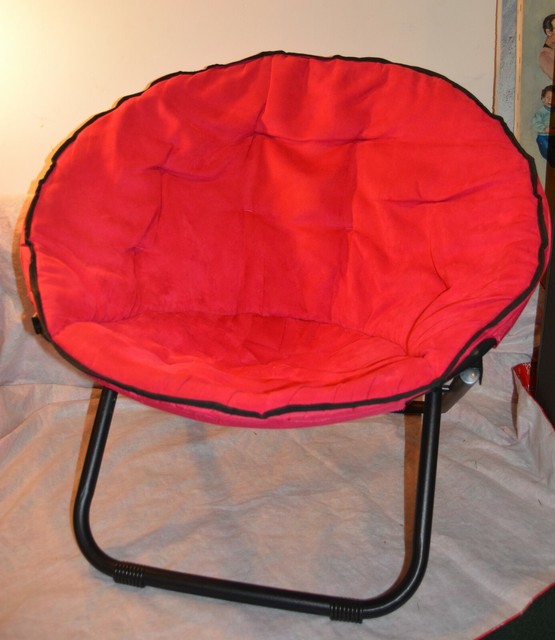 Red Round Chair Folding Saucer Moon Teen Dorm Living Room Den Kids Seat Girl Boy