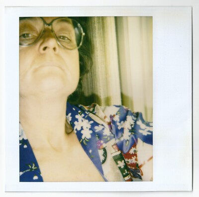 Woman Glasses Posing Portrait Close Up  Vintage Old Instant Polaroid photo