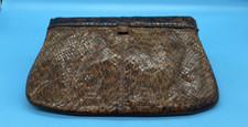Multi-Colored Brown Snakeskin/Python Clutch/Purse w/Tuck Away Shoulder Strap/VTG