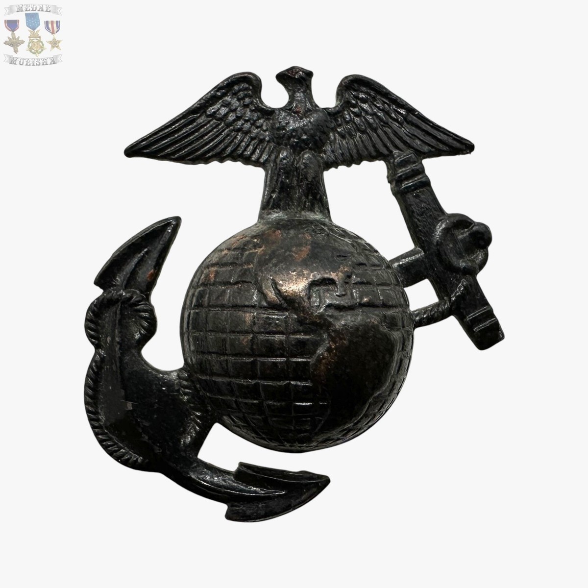 1920'S US MARINE CORPS EAGLE GLOBE ANCHOR HAT BADGE INSIGNIA USMC