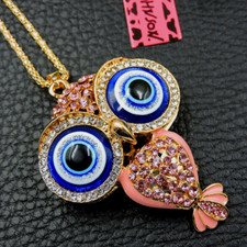 Betsey Johnson Caliente Cristal Rosa Ojos Grandes Búho Oro Colgante Collar Bolsa de Regalo Gratis
