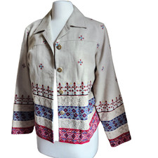 Coldwater Creek Linen Blend Jacket Blazer Lined Women Size M Southwestern