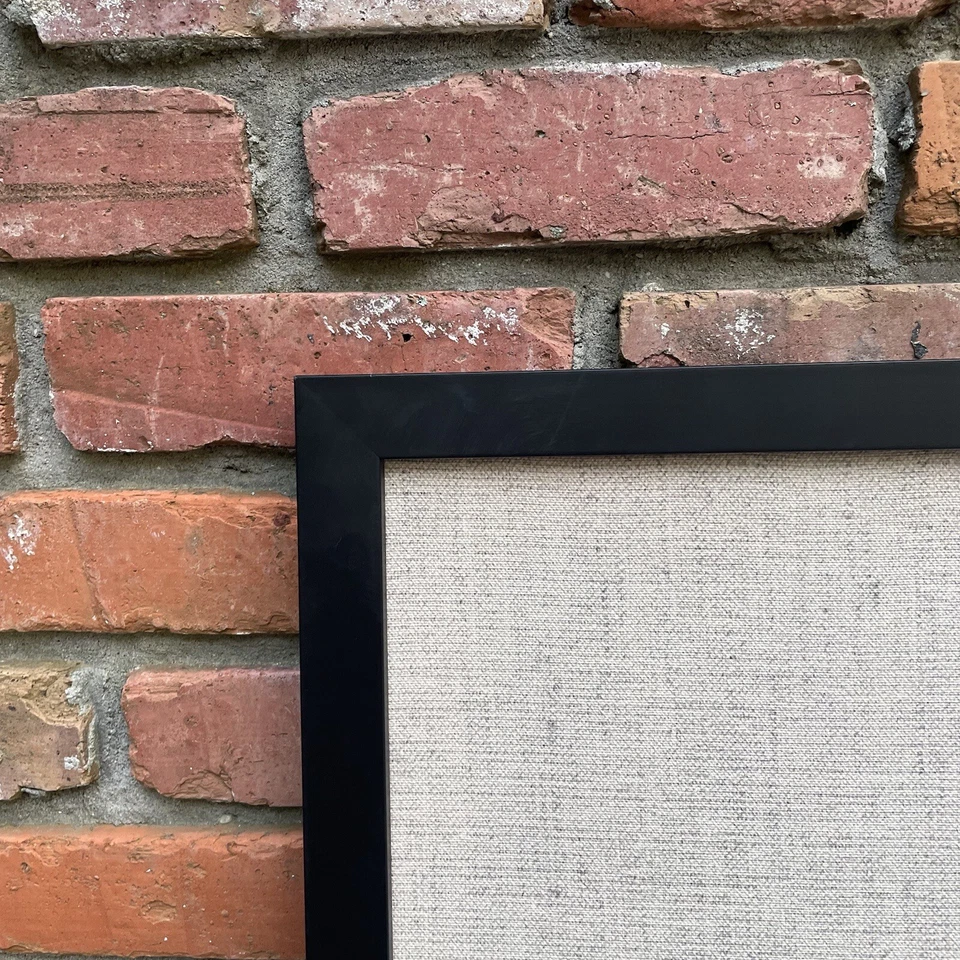 Pottery Barn Burlap Stripe Framed Print Neutrals Red Black Scuffed Read NWOB - Image 3 of 4