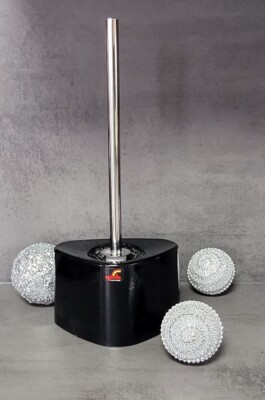 Trix Acrylic Toilet Brush Set Black. Triangle Design + High Shine Color