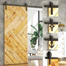 5-12FT Interior Sliding Barn Door Hardware Track Kit For Single Double Door
