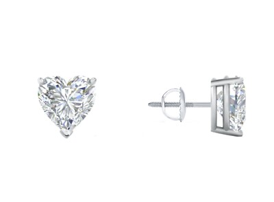 2,5 ct Herz Lab Created Grown Diamond Solid 14K Weißgold Ohrringe Ohrstecker Schraube