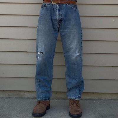 Vintage Levi's 505 Thrashed Jeans, Baggy Light Wash, Size 40x30