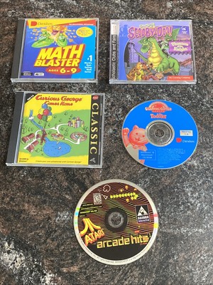 Math Blaster PC CD-Rom, Scooby-Doo, Curious George, Toddler & Atari Arcade hits