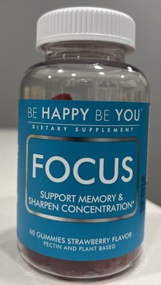 Be Happy Be You Focus Support Memory & Concentration 60 Gummies EXP 08/2027