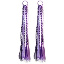 2pc Purple Braided Ponytail Hair Extensions Elastic Tie for Women Girls Glitt...