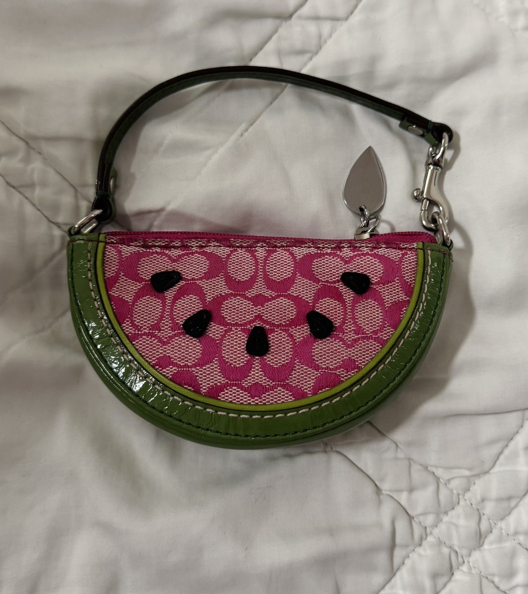 VINTAGE COACH WATERMELON WRISTLET BAG COIN PURSE CANVAS  display picture 1