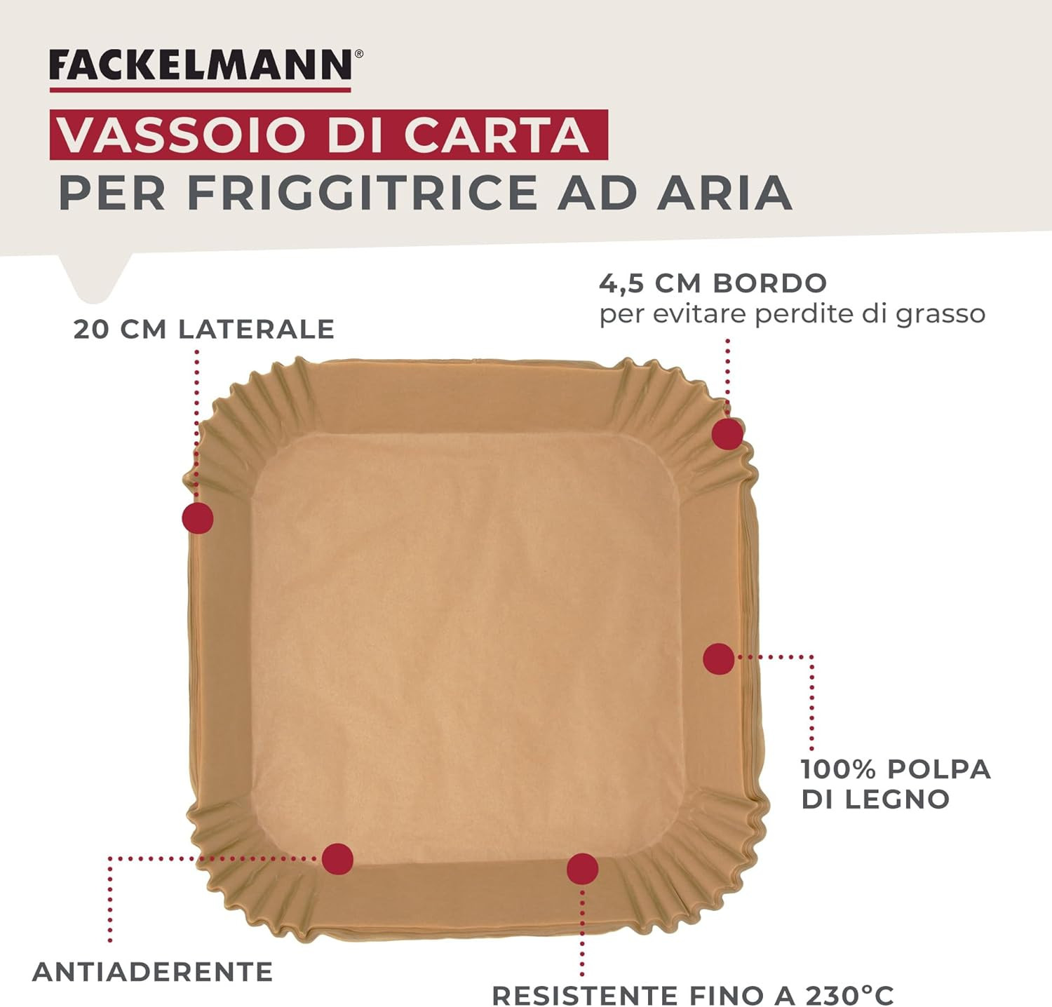 Vassoio Di Carta per Friggitrice Ad Aria, Carta per Friggitrice Quadrata, Polpa foto 2