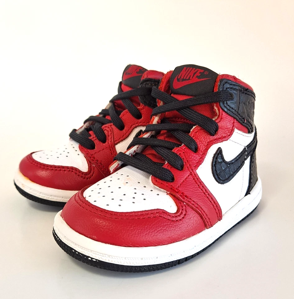 Nike Air Jordan 1 High OG Baby Toddler Sz 5c SATIN SNAKE CHICAGO black red white - Image 3 of 4