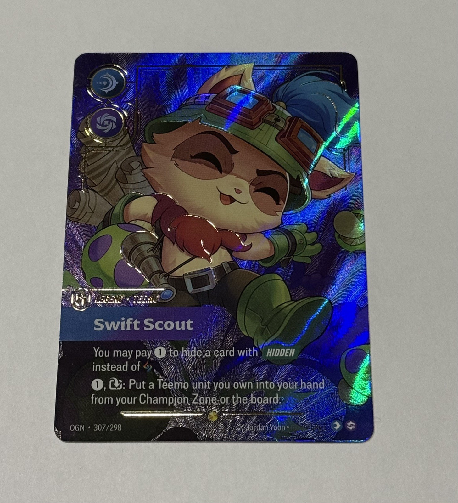League of Legends Riftbound TCG Teemo Swift Scout 307/298 Holo Overnumbered 