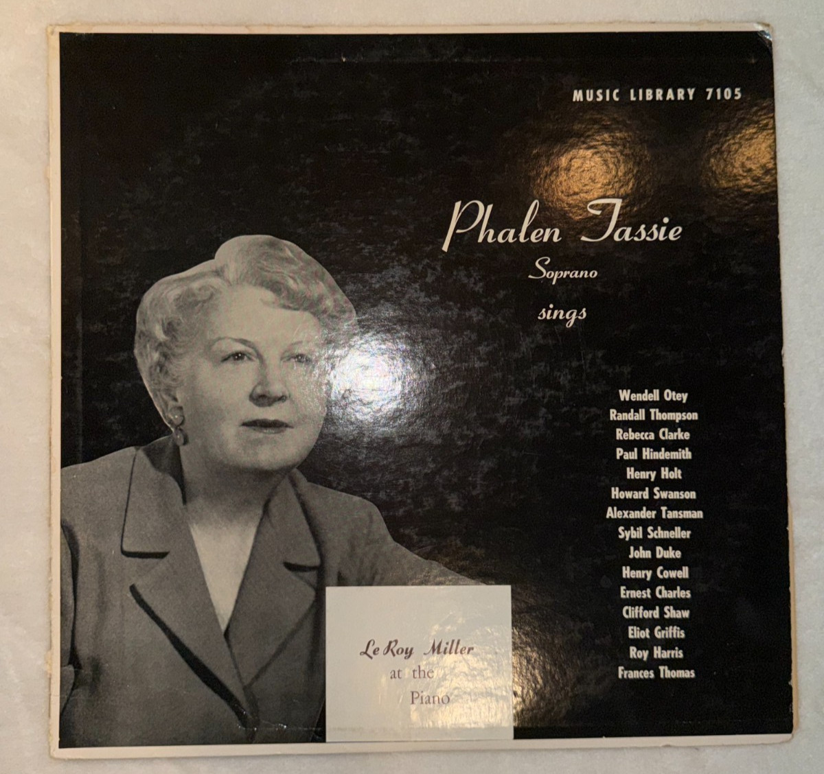 1965 PHALEN TASSIE Soprano Sings Music Library 7105 Lero Miller LP Vinyl Vintage