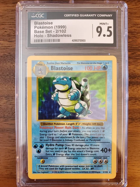 Pokemon 1999 Shadowless Base Set Blastoise Holo #2 CGC 9.5 Mint PSA Rare