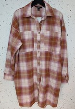 Forever 21+ Flannel Plaid Long Sleeve Button Front Pockets Dress Size OX