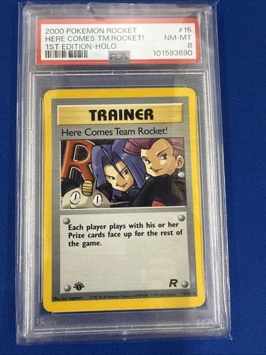 2000 Pokemon Rocket 71/82 Here Comes Team Rocket! 1st Edition - PSA 8 NM-MT