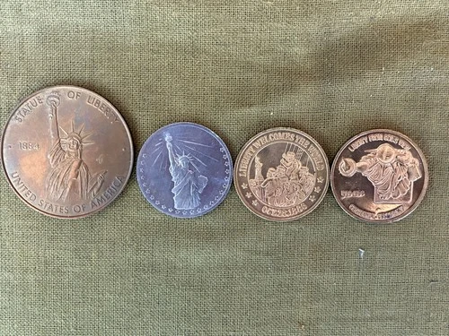 4~STATUE OF LIBERTY MEDALS/TOKENS: 1~1864 LTD. ED. & 3~ASST. 1866 CENTENNIALS