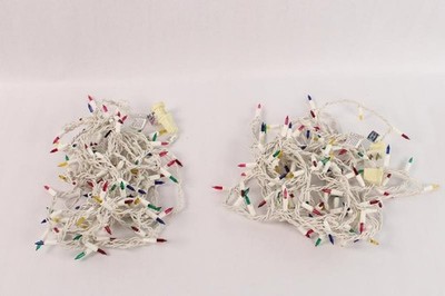 Lot of 2 Strands Multi Color White Wire Decorative String Lights Tested Working
