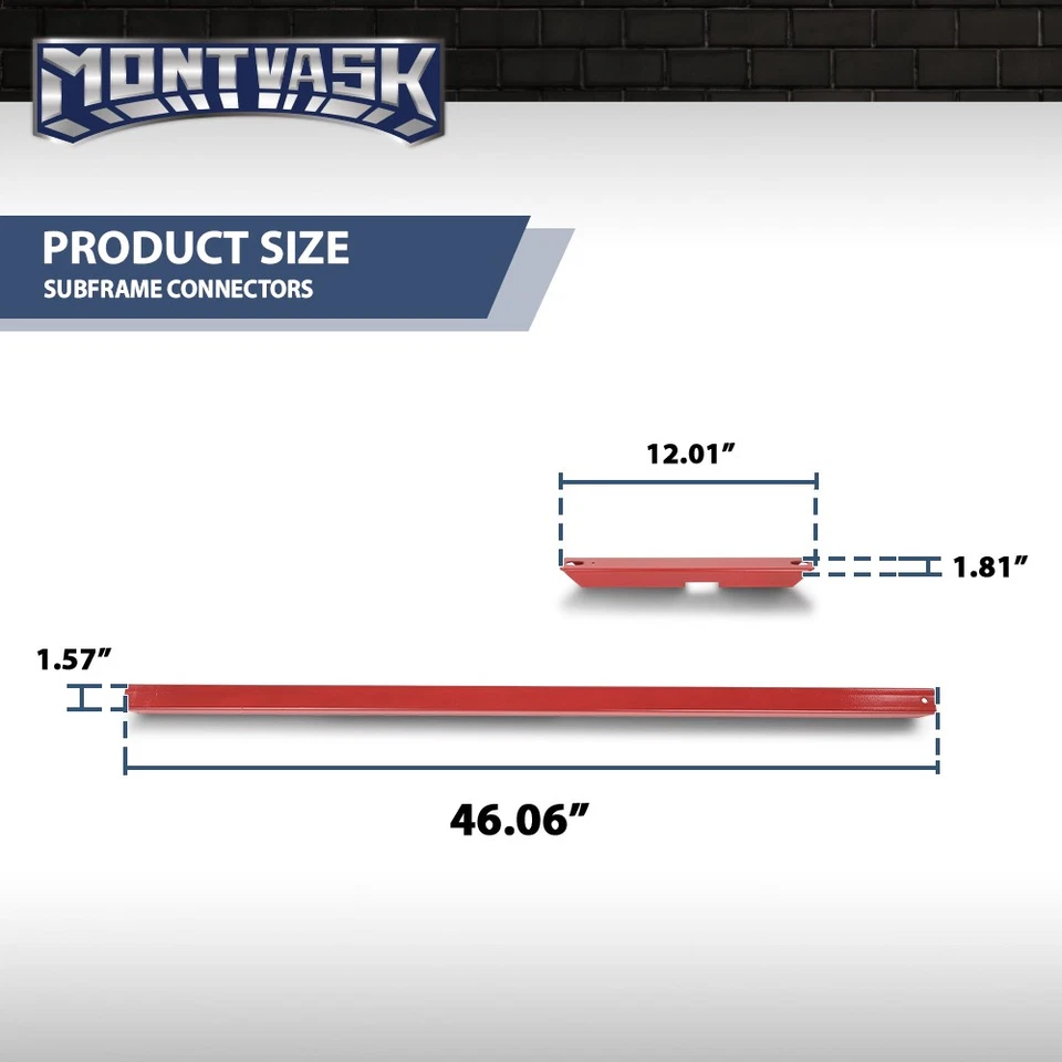 Subframe Connectors Control Arm Red Fit For 1979-2004 Ford Mustang & Cobras Foto 3 de 4