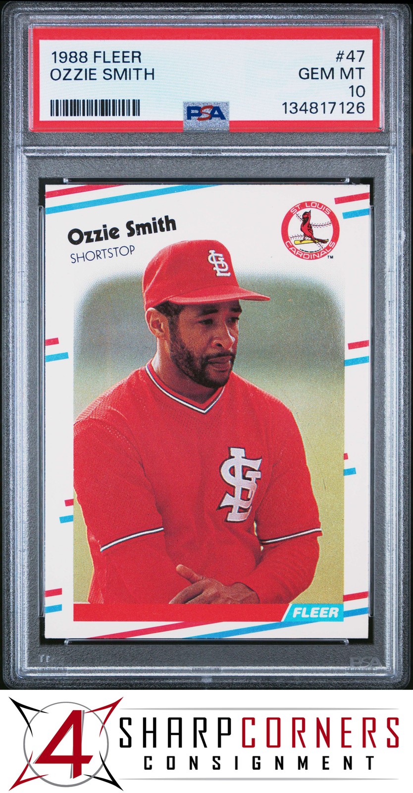 1988 FLEER #47 OZZIE SMITH CARDINALS HOF PSA 10