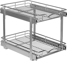 2-Tier Pull-Out Cabinet Organizer for Kitchen, 15" W x 21 D x 16.5" H Fu