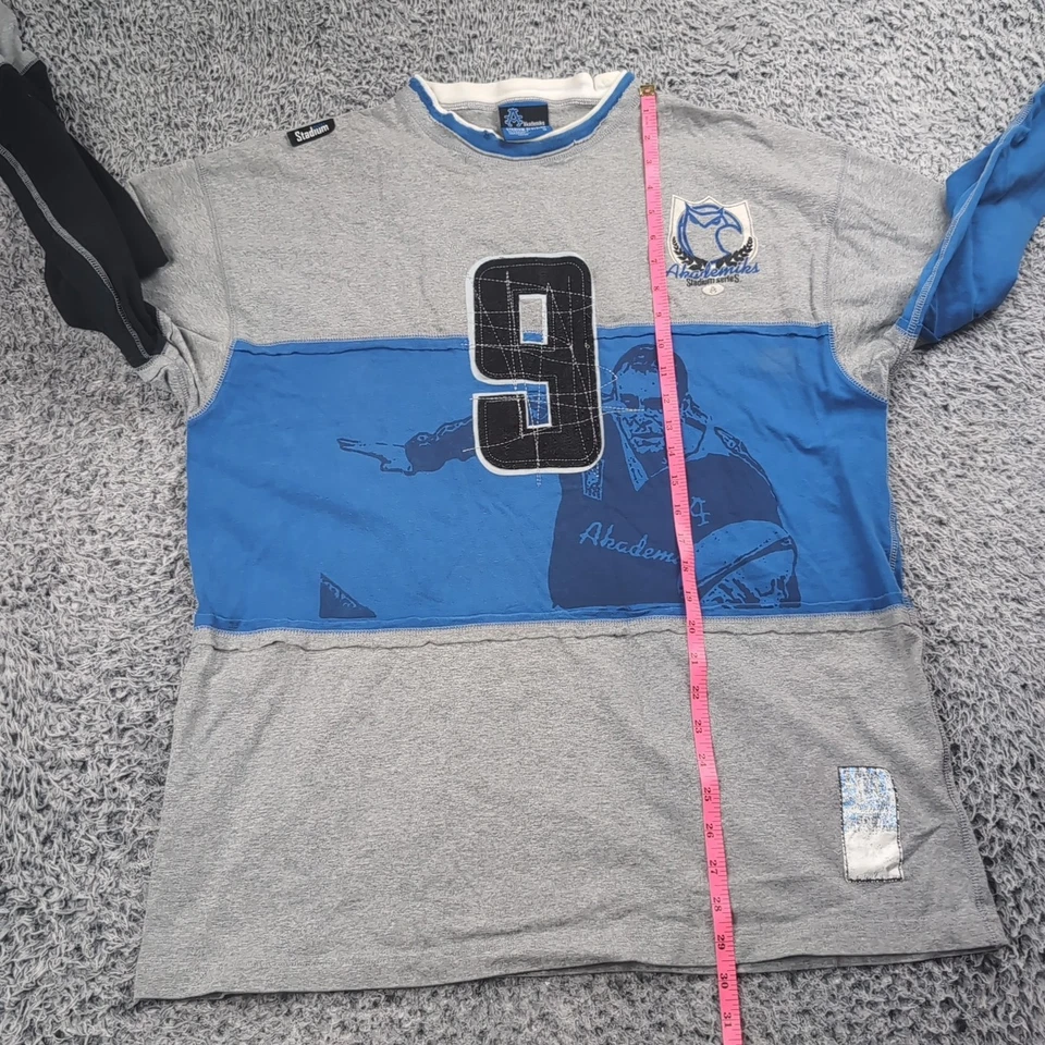 Camisa vintage Akademiks para hombre grande gris azul manga larga bordada patinador Y2K Foto 4 de 4