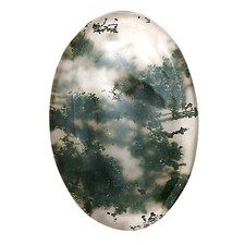 Natural Green Moss Agate 28.4x19.3x4.7 mm Oval Polished Gemstone LS02075-31