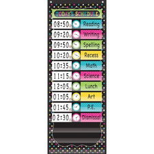 TCR20752 Chalkboard Brights 14 Pocket Daily Schedule, Nylon/Vinyl, Black