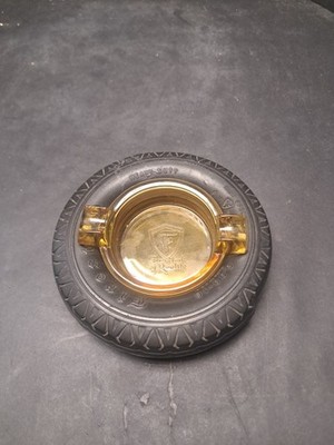   1930's Amber Glass ''Firestone The Mark of Quality'' Rubber Truck Tire Ashtray