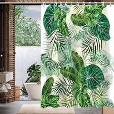 Green Palm Leaves Shower Curtain Tropical Summer Waterproof 72x72 Inch