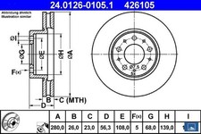 2x Bremsscheibe Ate 24-0126-0105-1 2 Bremsscheiben für Volvo