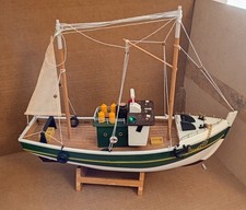 Hand Made Wooden Fishing Boat 40cms long with original box.