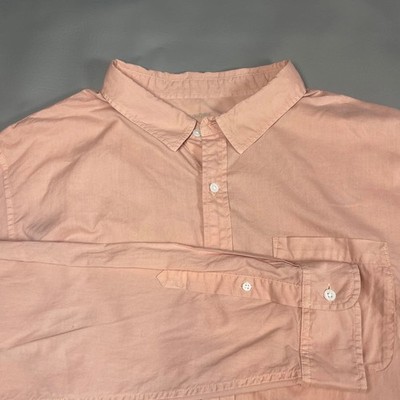 Outerknown SEA Long Sleeve Button Shirt - Men XXL - Salmon Pink Organic Cotton 