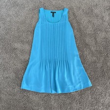 Lauren Ralph Lauren Women's Pintucked Turquoise Blue Scoop Neck Dress Size 14